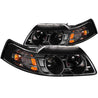 ANZO 1999-2004 Ford Mustang Projector Headlights Black ANZO