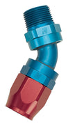 Russell Performance -8 AN Red/Blue 45 Degree Full Flow Swivel Pipe Thread Hose End (With 3/8in NPT) Russell
