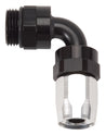 Russell Performance Swivel Hose End Assy #10 AN Male SAE Port to #8 Hose 90 Deg Clr/Blk Anodized Russell