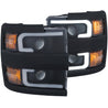 ANZO Projector Headlights With Plank Style Design Black w/Amber 15-17 Chevrolet Silverado 2500/3500 ANZO