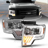 ANZO 2009-2014 Ford F-150 Projector Headlight Chrome Amber ANZO