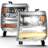 ANZO 16-18 Chevrolet Silverado 1500 LED Projector Headlights w/Plank Style Switchback Chrome w/Amber ANZO