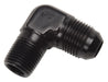 Russell Performance -6 AN to 3/8in NPT 90 Degree Flare to Pipe Adapter (Black) Russell