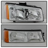 Xtune Chevy Silverado 2500HD 03-06 Crystal Headlights w/ Bumper Lights Chrome HD-JH-CSIL03-AM-C-SET SPYDER