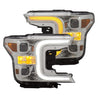 ANZO 18-19 Ford F-150 Projector Headlights w/Plank Style Switchback Chrome w/Amber ANZO