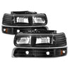 Xtune Chevy TahOE 00-06 Amber Crystal Headlights w/ Bumper Lights Black HD-JH-CSIL99-SET-AM-BK SPYDER