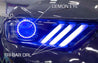 Oracle 15-17 Ford Mustang Dynamic RGB+A Pre-Assembled Headlights - Black Edition - ColorSHIFT ORACLE Lighting