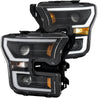 ANZO 2015-2017 Ford F-150 Projector Headlights w/ Plank Style Switchback Black w/ Amber ANZO