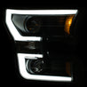 ANZO 2015-2016 Ford F-150 Projector Headlights w/ Plank Style Design Black w/ Amber ANZO