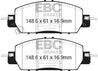 EBC 2016+ Honda Accord LX Sedan 2.4L Ultimax2 Front Brake Pads EBC