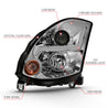 ANZO 2003-2007 Infiniti G35 Projector Headlight Plank Style Black (HID Compatible, No HID Kit ) ANZO
