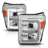 ANZO 11-16 Ford F-250/F-350/F-450 Projector Headlights w/ Plank Style Switchback Chrome w/Amber ANZO