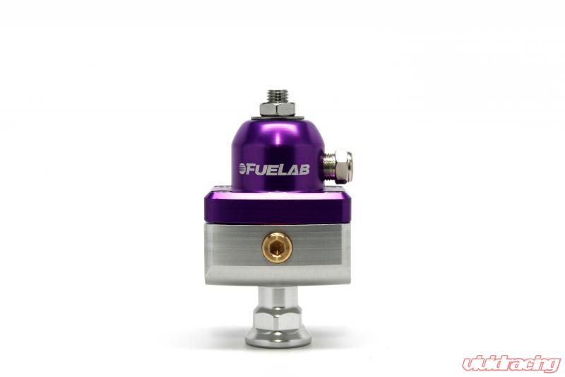 Fuelab 575 Carb Adjustable Mini FPR Blocking 10-25 PSI (1) -6AN In (2) -6AN Out - Purple Fuelab