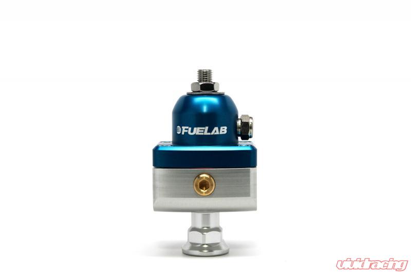 Fuelab 575 High Pressure Adjustable Mini FPR Blocking 25-65 PSI (1) -6AN In (2) -6AN Out - Blue Fuelab