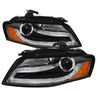 Spyder Audi A4 09-12 Projector Headlights Halogen Model Only - DRL LED Black PRO-YD-AA408-DRL-BK SPYDER