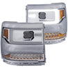 ANZO 16+ Chevy Silverado 1500 Projector Headlights Plank Style Chrome w/Amber/Sequential Turn Signal ANZO
