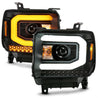 ANZO GMC SIERRA 1500 14-15 2500H/15-19 Projector Headlight Plank Style Black w/ Switchback (Halogen) ANZO