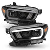 ANZO 2016-2017 Toyota Tacoma Projector Headlights w/ Plank Style Switchback Black w/ Amber w/ DRL ANZO