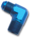 Russell Performance -6 AN to 1/4in NPT 90 Degree Flare to Pipe Adapter (Blue) Russell