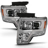 ANZO 2009-2014 Ford F-150 Projector Headlight Plank Style Chrome Amber ANZO