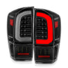 ANZO 16-21 Toyota Tacoma LED Tail Lights - w/ Light Bar Sequential Black Housing & Clear Lens ANZO