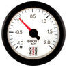Autometer Stack 52mm -1 to +2 Bar T-Fitting 0.187in Barb (M) Mechanical Boost Pressure Gauge - White AutoMeter
