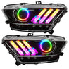 Oracle 15-17 Ford Mustang Dynamic RGB+A Pre-Assembled Headlights - Black Edition - ColorSHIFT ORACLE Lighting