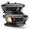 ANZO 2016-2017 Toyota Tacoma Projector Headlights w/ Plank Style Design Black/Amber w/ DRL ANZO