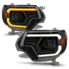 ANZO 12-15 Toyota Tacoma Projector Headlights - w/ Light Bar Switchback Black Housing ANZO