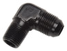 Russell Performance -6 AN to 1/8in NPT 90 Degree Flare to Pipe Adapter (Black) Russell
