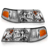 ANZO 1998-2005 Ford Crown Victoria Crystal Headlight Chrome With Bumper Light (OE) ANZO
