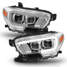 ANZO 2016-2017 Toyota Tacoma Projector Headlights w/ Plank Style Design Chrome/Amber w/ DRL ANZO