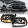 ANZO 2009-2018 Dodge Ram 1500 Projector Plank Style Switchback H.L Halo Black Amber (OE Style) ANZO