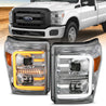 ANZO 11-16 Ford F-250/F-350/F-450 Projector Headlights w/ Plank Style Switchback Chrome w/Amber ANZO