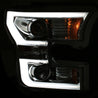 ANZO 2015-2016 Ford F-150 Projector Headlights w/ Plank Style Design Chrome w/ Amber ANZO
