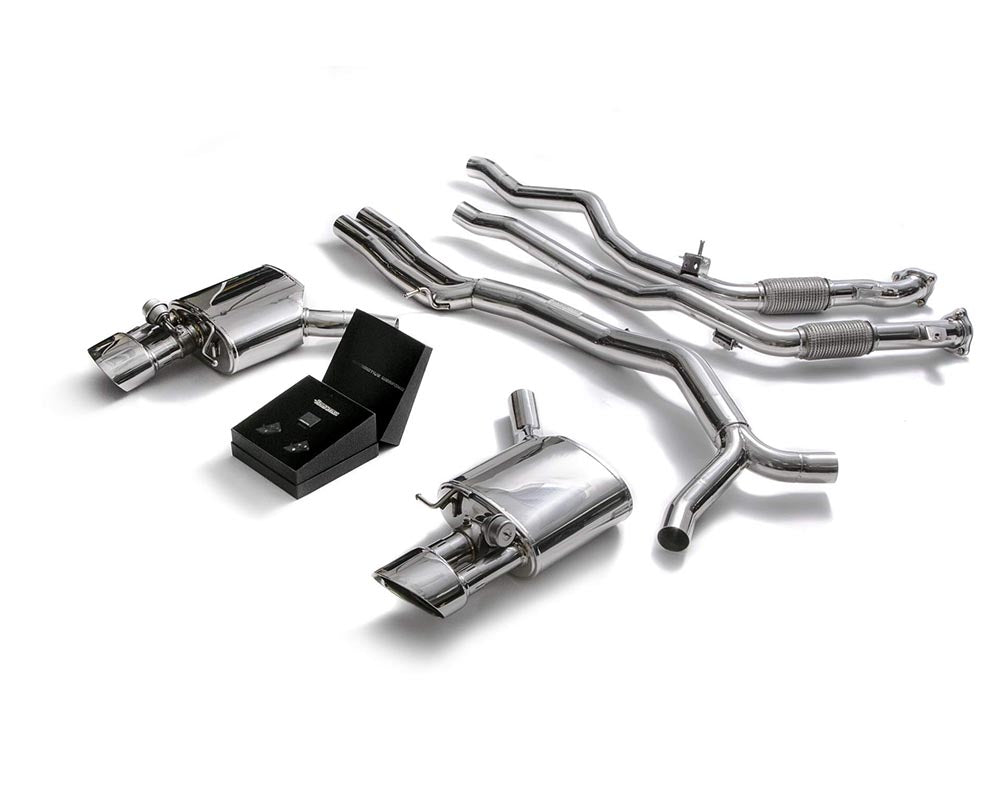 ARMYTRIX Stainless Steel Valvetronic Ceramic Coated High-Flow Catback Exhaust System w/Dual Chrome Silver Tips Audi RS4 | RS5 B9 4D 2.9 V6 Turbo 202017-202120 ARMYTRIX
