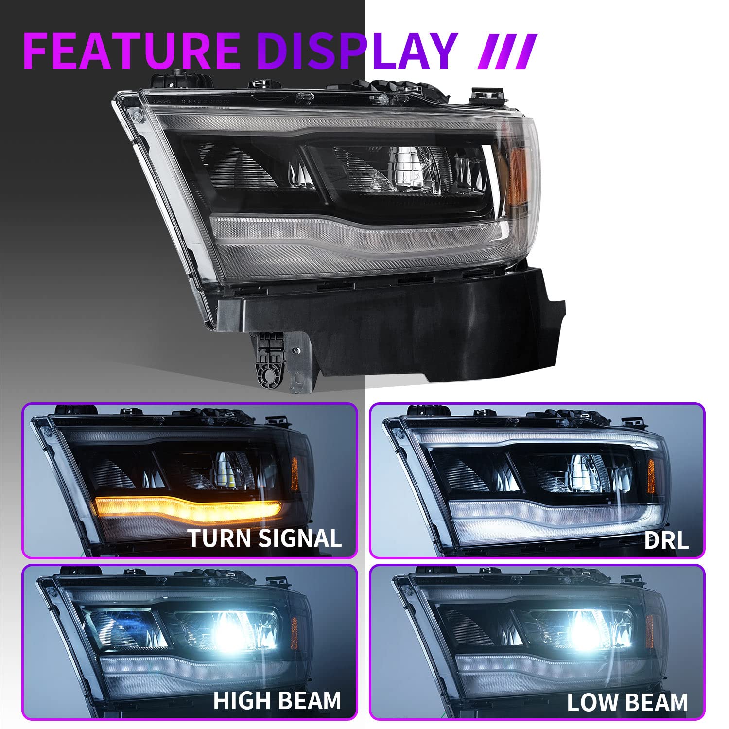 LED Headlights Assembly For Dodge Ram 1500 2019-2022 (OE Style) – Speedzone  Performance LLC