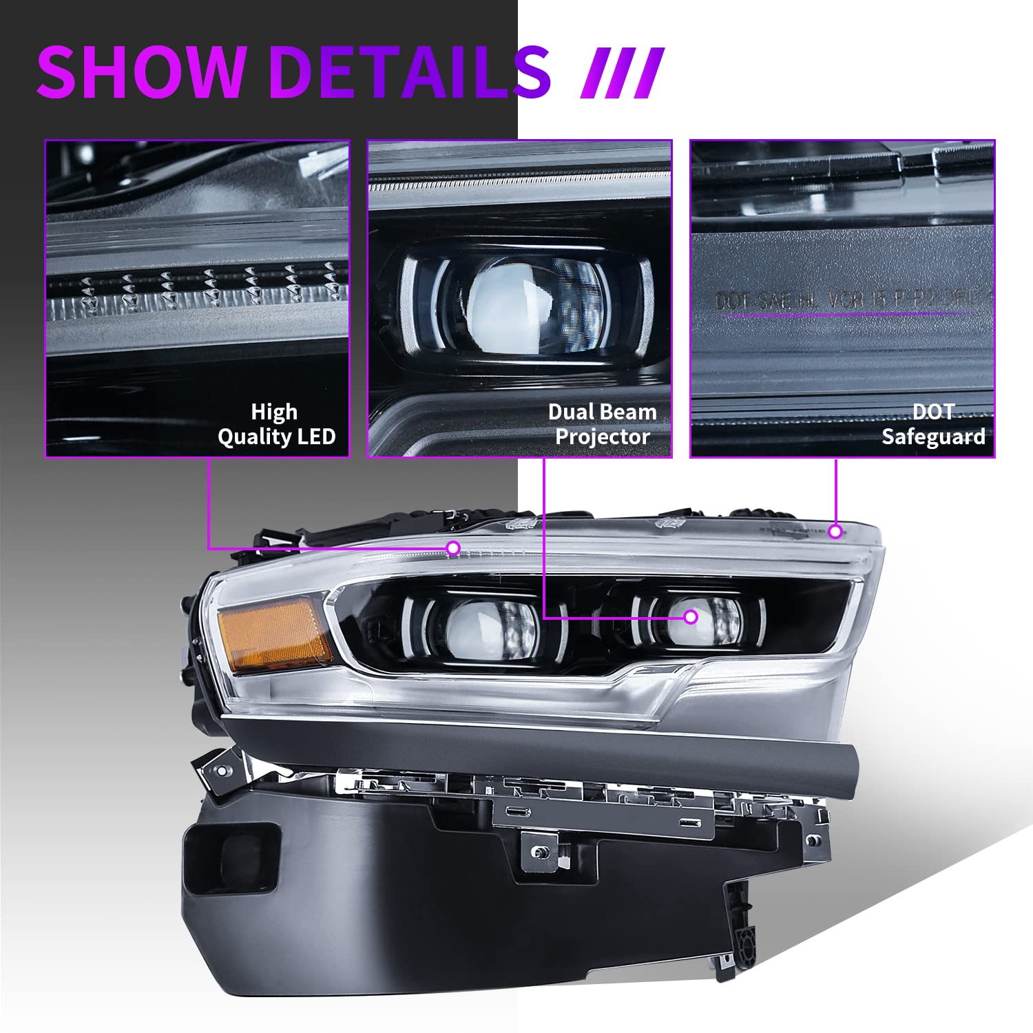 LED Projector Headlights Assembly For Dodge Ram 1500 2019-2022 (OE Style) –  Speedzone Performance LLC