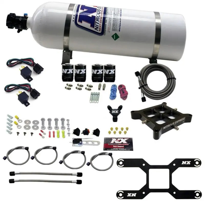 Nitrous Express 4150 Dual Stage Billet Crossbar Nitrous Kit (50-300 & 100-500HP) w/15lb Bottle Nitrous Express