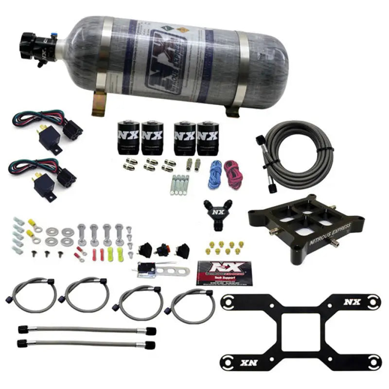 Nitrous Express 4150 Dual Stage Billet Crossbar Nitrous Kit (50-300 & 100-500HP) w/Composite Bottle Nitrous Express