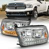 ANZO 2009-2018 Dodge Ram 1500 Led Projector Plank Style Switchback H.L Halo Chrome Amber (OE Style) ANZO