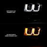 ANZO 2009-2014 Ford F-150 Projector Headlights w/ U-Bar Switchback Black w/ Amber ANZO