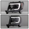 Spyder Toyota Tacoma 05-11 Projector Headlights - Light Bar DRL - Black PRO-YD-TT05V2-LB-BK SPYDER