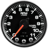 Autometer Spek-Pro Gauge Tach 2 1/16in 11K Rpm W/ Shift Light & Peak Mem Blk/Blk AutoMeter