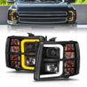 ANZO 2007-2013 Chevrolet Silverado 1500 Projector w/ Light Bar Black Housing w/ Sequential ANZO
