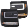 ANZO 16+ Chevy Silverado 1500 Projector Headlights Plank Style Black w/Amber/Sequential Turn Signal ANZO