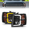 ANZO 2007-2013 Chevrolet Silverado 1500 Projector w/ Light Bar Black Housing w/ Sequential ANZO
