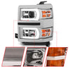 ANZO 14-15 Chevrolet Silverado 1500 Projector Headlights w/ Plank Style Switchback Chrome w/ Amber ANZO