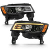 ANZO 2017-2018 Jeep Grand Cherokee Projector Headlights w/ Plank Style Switchback - Black w/ Amber ANZO