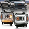 ANZO 2016-2019 Gmc Sierra 1500 Projector Headlight Plank Style Chrome w/ Sequential Amber Signal ANZO